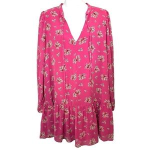NWT Glamourous Pink Floral Ruffle Loose Fit Dress